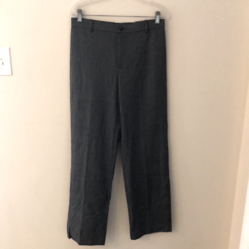 Rafaella black white herringbone pants flat front back belt loops straight leg 8